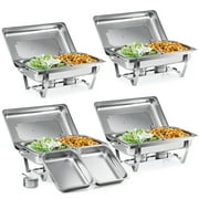 Wilprep 4 Packs 8 Quart Stainless Steel Catering Chafer and Buffet Warmer Set with Half Size Food Pan for Parties